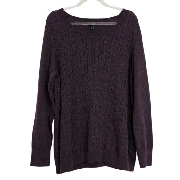 Talbots Sweaters - Talbots Cable Knit Sweater Womens Petite Size 2X Purple Cotton Wool Pullover